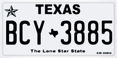 TX license plate BCY3885