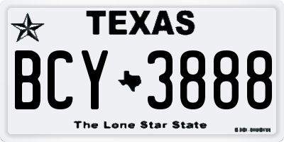 TX license plate BCY3888