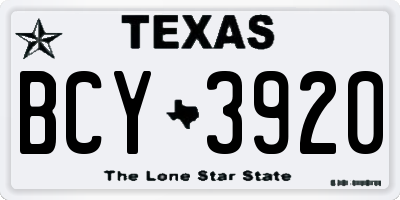 TX license plate BCY3920