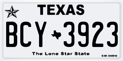 TX license plate BCY3923