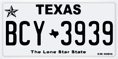 TX license plate BCY3939