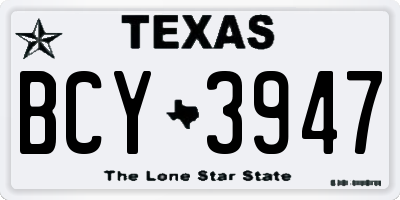 TX license plate BCY3947