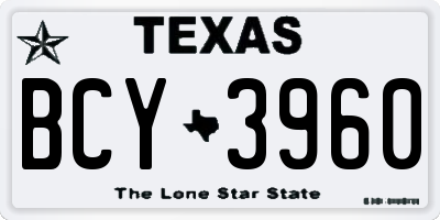 TX license plate BCY3960