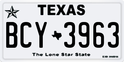 TX license plate BCY3963