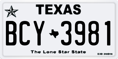 TX license plate BCY3981