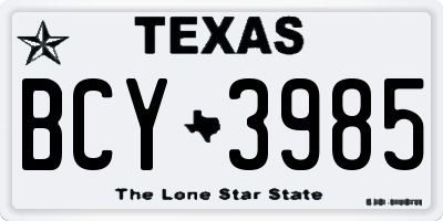 TX license plate BCY3985