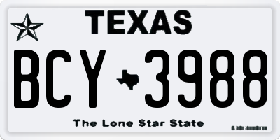 TX license plate BCY3988