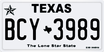 TX license plate BCY3989