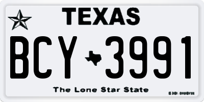 TX license plate BCY3991