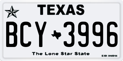 TX license plate BCY3996
