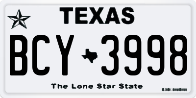 TX license plate BCY3998