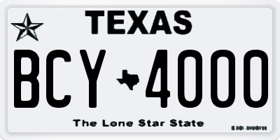 TX license plate BCY4000