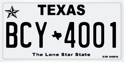 TX license plate BCY4001