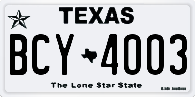 TX license plate BCY4003