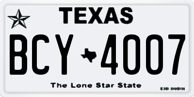 TX license plate BCY4007