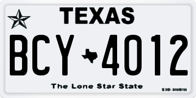 TX license plate BCY4012