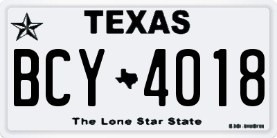 TX license plate BCY4018