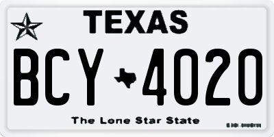 TX license plate BCY4020