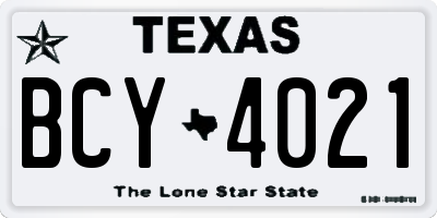 TX license plate BCY4021