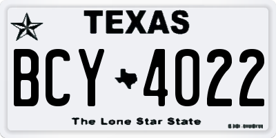 TX license plate BCY4022