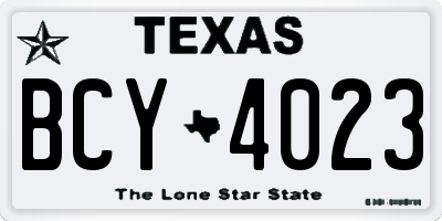 TX license plate BCY4023