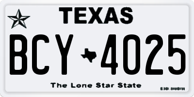 TX license plate BCY4025