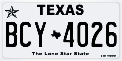 TX license plate BCY4026