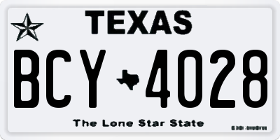 TX license plate BCY4028