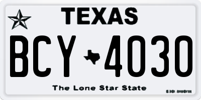TX license plate BCY4030