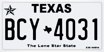 TX license plate BCY4031
