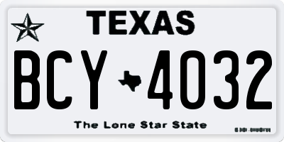 TX license plate BCY4032