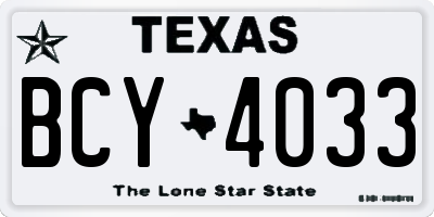 TX license plate BCY4033
