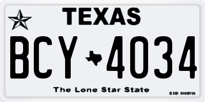 TX license plate BCY4034