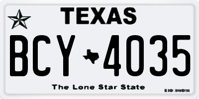TX license plate BCY4035