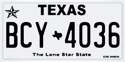 TX license plate BCY4036