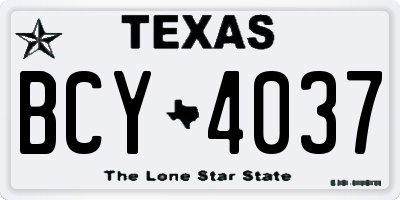 TX license plate BCY4037