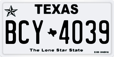 TX license plate BCY4039