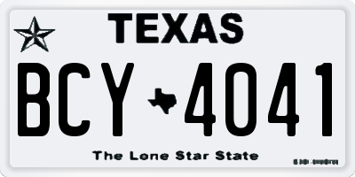 TX license plate BCY4041