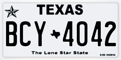 TX license plate BCY4042