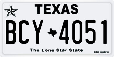 TX license plate BCY4051