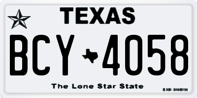 TX license plate BCY4058