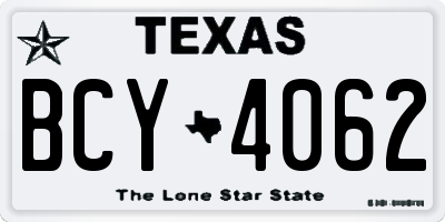 TX license plate BCY4062