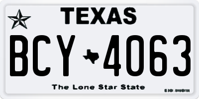 TX license plate BCY4063