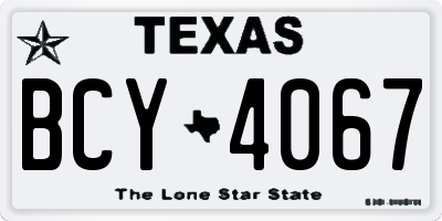 TX license plate BCY4067