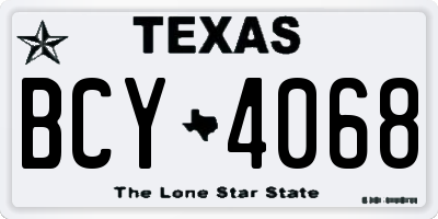 TX license plate BCY4068