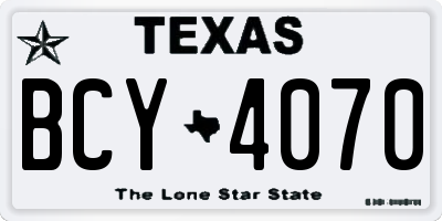 TX license plate BCY4070