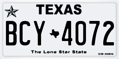 TX license plate BCY4072