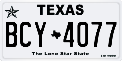 TX license plate BCY4077