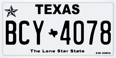 TX license plate BCY4078