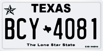 TX license plate BCY4081